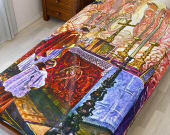 Velveteen Plush Blanket - Catholic Mass, Religious Gift, Latin Tridentine Blanket, Cozy Religious Throw, Prayer Blanket