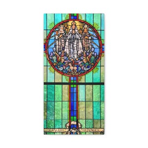 Our Lady of Knock Stained Glass Print, Catholic Canvas Christmas Gift Idea, Housewarming Gift for Catholic Family, Mary Art