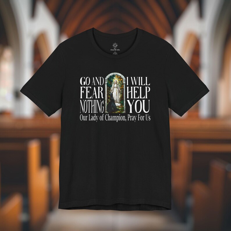 Our Lady of Champion Catholic Tee, Champion Wisconsin Shrine, Our Lady of Good Help Catholic T Shirt Gift, Marian Devotion Gift, Kids Sizes image 5