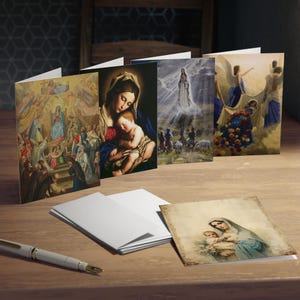 5 marianische katholische Grußkarten, Mary Art Geburtstagsjubiläum Muttertagskarten, religiöses Geschenk für Mama Oma Frau Freundin