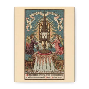 Art du lectionnaire : Impression sur toile As the Deer Pants for the Water Adoration eucharistique, art ostensoir catholique traditionnel pour autel de prière