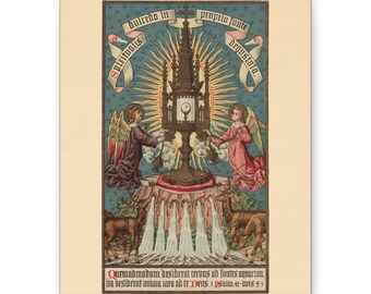 Lectionary Art: As the Deer broek voor het water eucharistische aanbidding canvasafdruk, traditionele katholieke monstrans kunst voor gebedaltaar