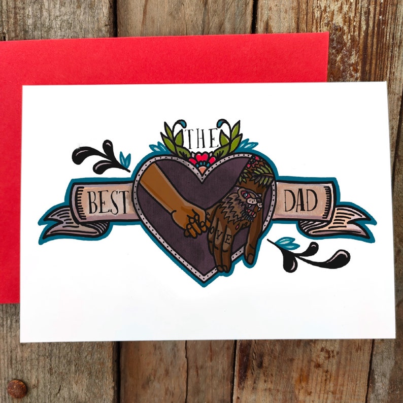 Personalised Tattooed Dad Card The Best Dad, Daddy Father and Son Greeting Card Cool Tattoo Card image 8