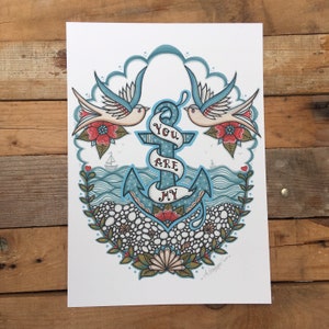 You Are My Anchor, Nautical Art Print. A4 or A3 Print image 4