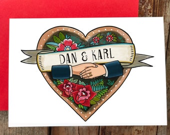 Carte de mariage personnalisée gay, carte de fiançailles, carte de Saint-Valentin, même sexe, queer, LGBTQ, pour un couple spécial