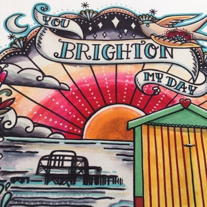 You Brighton My Day Greeting Card Positive quote Thank you card of Brighton beach image 7