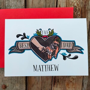 Personalised Tattooed Dad Card The Best Dad, Daddy Father and Son Greeting Card Cool Tattoo Card image 4