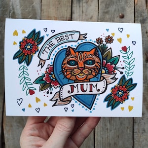 Cat Mum Card | The Best Cat Mum, Mothers Day Card | Ginger Cat Card | Tabby Cat Birthday Card