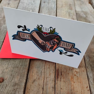 Personalised Tattooed Dad Card The Best Dad, Daddy Father and Son Greeting Card Cool Tattoo Card image 10
