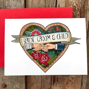 Carte personnalisée pour couple et enfants, carte de mariage de famille, carte de fiançailles, carte de Saint-Valentin - Ajoutez vos propres noms et ceux des enfants