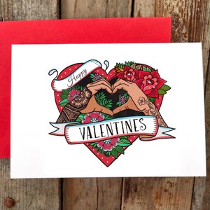 Tarjeta de San Valentín con tatuaje personalizado, Feliz día de San Valentín, Tarjeta Sé mi día de San Valentín: cambia el color de tu piel, pareja alternativa genial