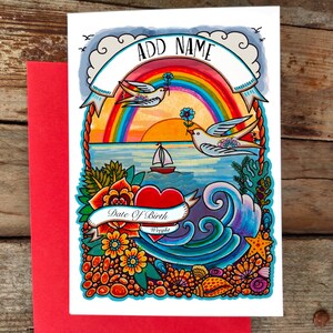 Tarjeta personalizada para recién nacido, tarjeta para recién nacido, tarjeta para recién nacido, tarjeta de felicitación con nombre, fecha y peso del bebé, tarjeta para recién nacido (Reino Unido), recuerdo.