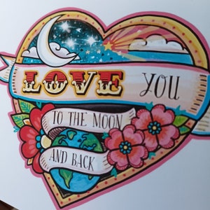 Love You To The Moon And Back Card Mother, Daughter Mothers Day Card Father, Son Love Card Cool Anniversary Card image 4