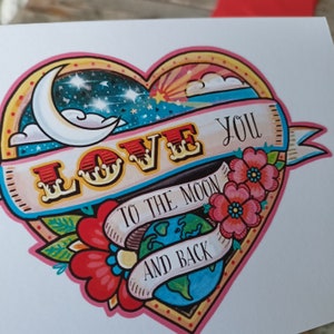 Love You To The Moon And Back Card Mother, Daughter Mothers Day Card Father, Son Love Card Cool Anniversary Card image 2
