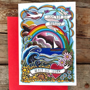 Look For The Rainbow After The Storm Card | Positive Quote Rainbow Greeting Card | Look For The Rainbows In Life Card