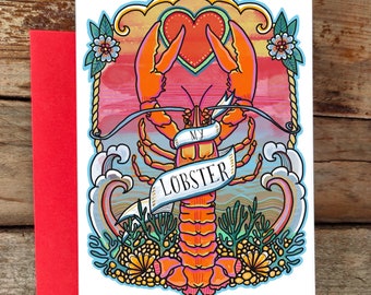 My Lobster Card | Greeting Card, Anniversary or Valentines Day Card | Positive Quote Card