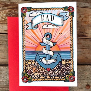 Vatertagskarte, Papa du bist mein Anker, cool, nautisches Tattoo Gruß Geburtstag, Dankeskarte, die beste Papa, Daddy, Sohn, Tochter Liebe