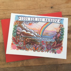 Recherchez la carte arc-en-ciel - Carte de voeux arc-en-ciel avec citation positive