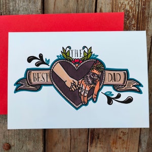 Personalised Tattooed Dad Card The Best Dad, Daddy Father and Son Greeting Card Cool Tattoo Card image 2