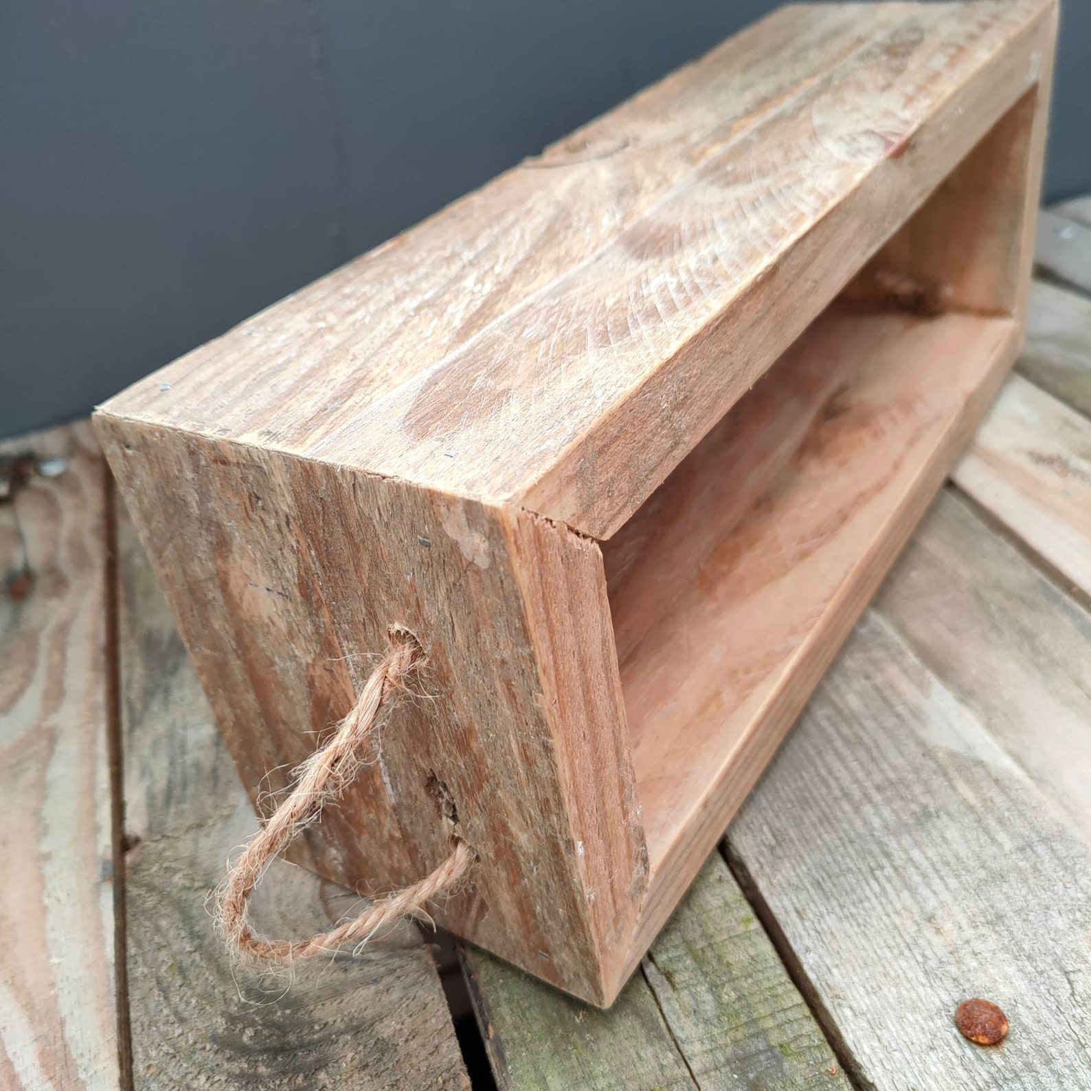Rustic Wooden Storage Box with Rope Handles Reclaimed Etsy