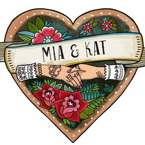 Personalised Tattoo Couple Card, Wedding, Valentines Day Add your own names. For the alternative cool couple image 6