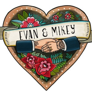 Personalised Tattoo Couple Card, Wedding, Valentines Day Add your own names. For the alternative cool couple image 7