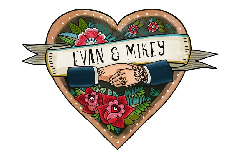 Personalised Tattoo Couple Card, Wedding, Valentines Day Add your own names. For the alternative cool couple image 7