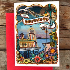 You Brighton My Life Greeting Card | Positive quote card | Good Friendship Card, Brighton Pier Art