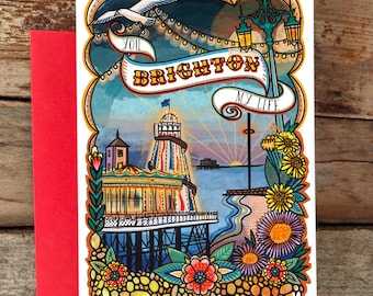 You Brighton My Life Greeting Card | Positive quote card | Good Friendship Card, Brighton Pier Art