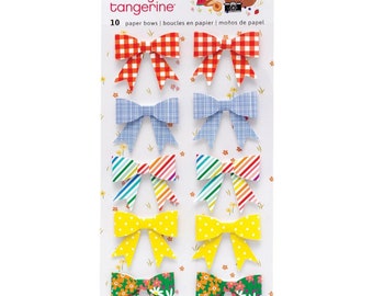 Amy Tan Picnic In The Park Paper Bows Stickers 10/Pkg, Scrapbooking, Card making, Card Toppers