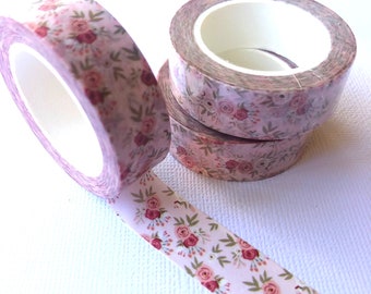 Pretty Pink Flower Washi Tape - 1.5cm x 10m, Flower Decorative Tape