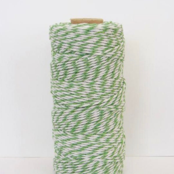Peapod Green and White Bakers Twine 4 plis rouleau de 100 mètres, emballage, étiquettes cadeaux, scrapbooking, fournitures de fête