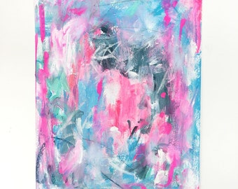 SALE Pretty in Pink Original Abstract Art, Painted on 300GSM Art Paper 21cm x 28.4cm