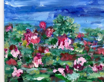 Love Island Landscape Painting Original Art Acrylic, Painted on Watercolour Paper Size 29.7cm x 42cm