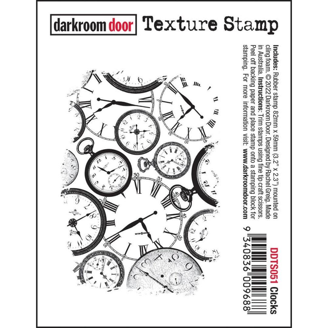Darkroom Door Texture Stamp Clocks DDTS051, 5.5 X 8cm Stamping