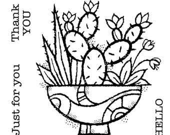 Woodware Clear Stamps Singles Succulent Display 4"X4", Estampage, Fabrication de cartes