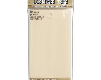 Etiquetas Distress de Ranger Tim Holtz, tamaño gigante n.° 8, técnica mixta, arte, collage, diario de arte, pintura, paquete de 20