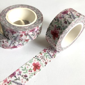 Plum Flower Garden Washi Tape - 1.5cm x 10m, Flower Decorative Tape