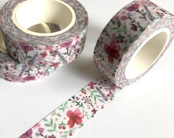 Plum Flower Garden Washi Tape - 1.5cm x 10m, Flower Decorative Tape