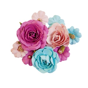 Prima - Postcards from Paradise Collection - Tropical Paradise Flower Embellishments 9/pk