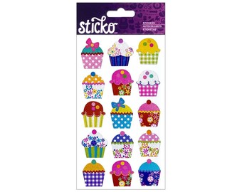 Sticko Stickers Electric Cupcakes Glitter Bright, Scrapbook, Craft, Kids Craft, Planner