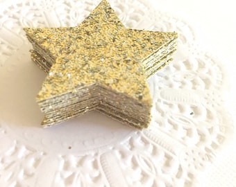 Gold Glittery Cardstock Star Confetti Embellishments Medium Pk 45 - Christmas, Birthday