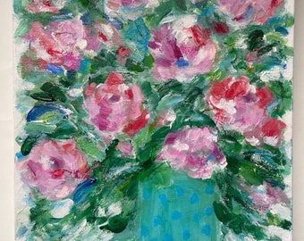 Peppermint Twist Floral Painting, Painted Canvas, Still Life, Florals, Nature, Mother's Day Gift