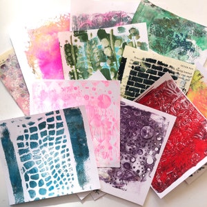 Original Gelli Art Prints - Monoprint Ideal for Collage, Art Journalling, Mixed Media and More Set of 15 Sheets