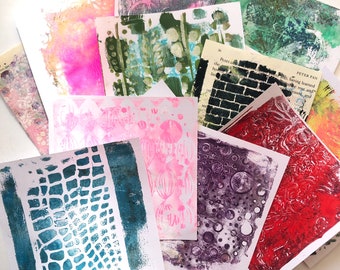 Original Gelli Art Prints - Monoprint Ideal for Collage, Art Journalling, Mixed Media and More Set of 15 Sheets