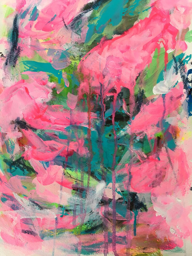 Pink Lagoon Original Art Acrylic Painting Abstract Style Etsy Australia