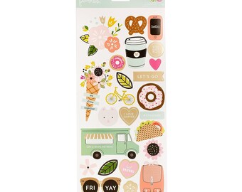 American Crafts Pebbles Girl Squad - Pegatinas de lámina dorada de 6.0 x 12.0 in