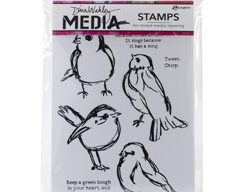 Ranger Dina Wakely Scribbly Birds Stamps Art Journal, Stamping