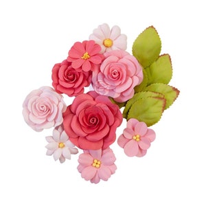 Prima Marketing Rosey Hues / Painted Florals Flowers 16/Pcs