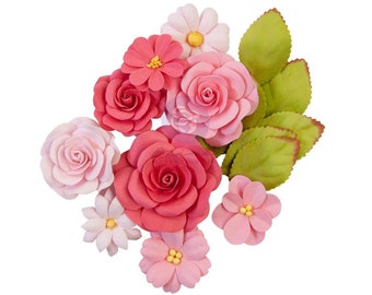 Prima Marketing Rosey Hues / Painted Florals Flowers 16/Pcs